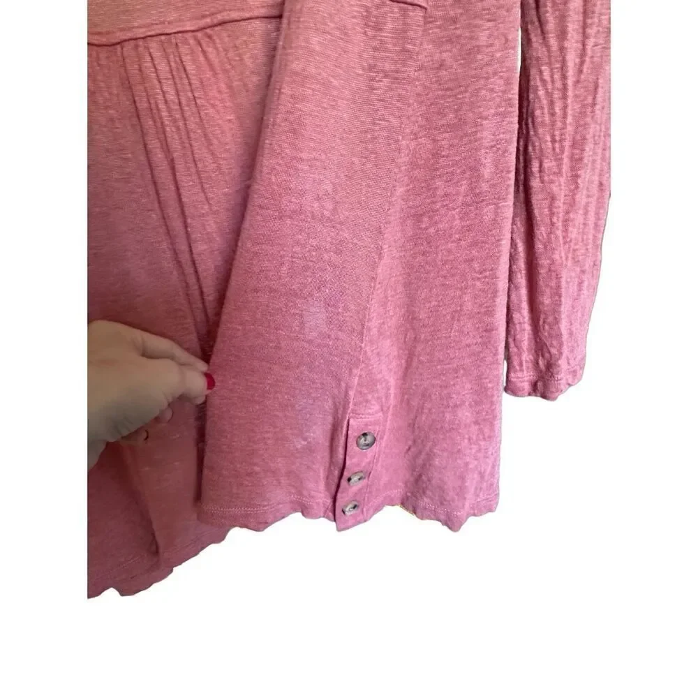 Cynthia Rowley Mauve Dusty Pink long line 100% linen open front cardigan lagenlo - Picture 6 of 7